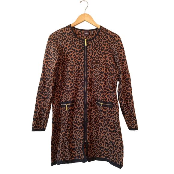 Rafaella Dresses Long Sleeve Leopard Print Mock Neck Sweater Dress